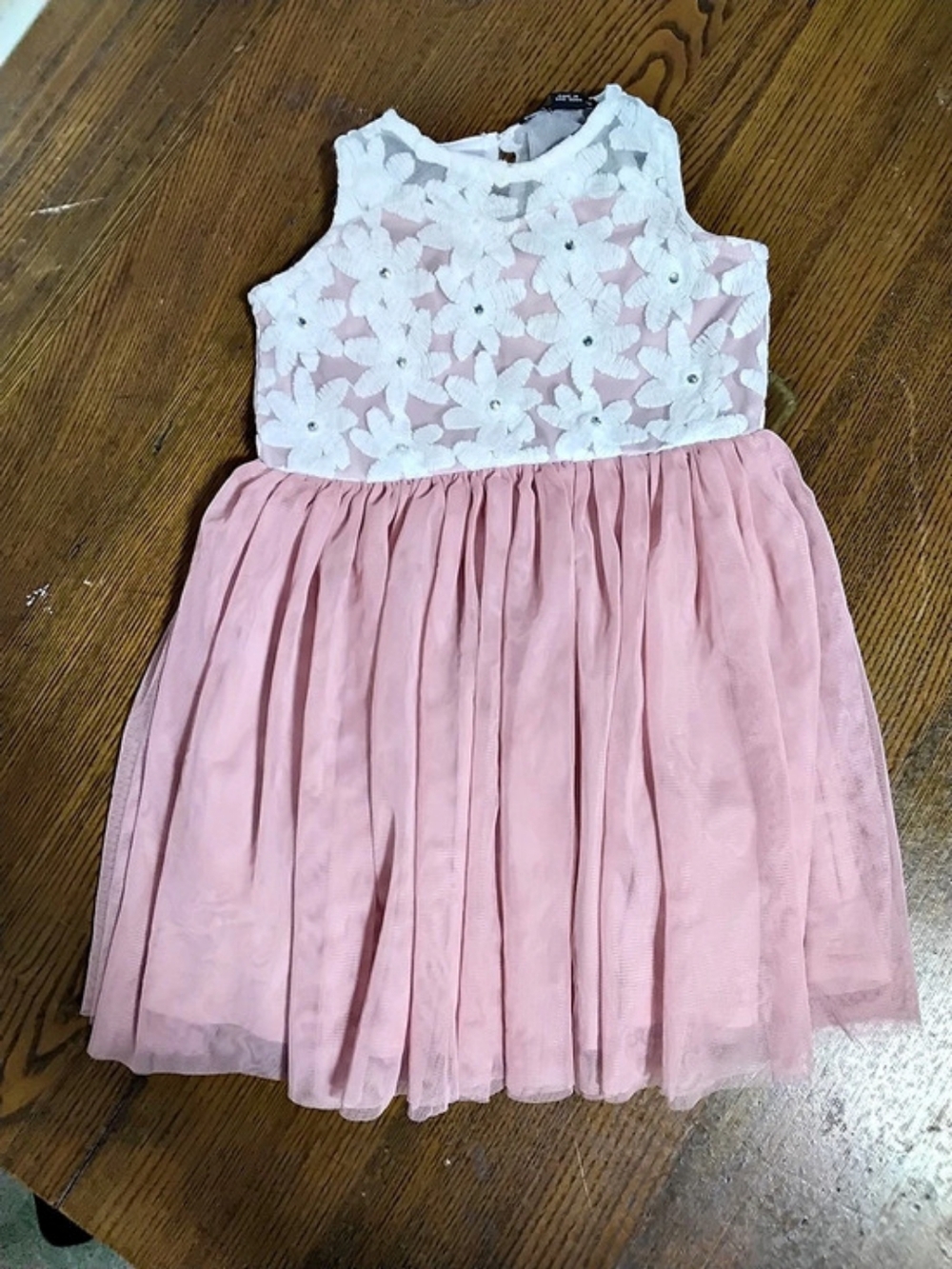 beautees Floral Tulle Dress in Pink & White Size 2T